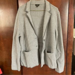 Women’s Talbots cardigan sweater jacket pure merino wool large herringbone